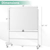 Rolling double-sided whiteboard, 48" x 36", adjustable height, magnetic surface, ideal for teaching and presentations.