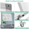 Rolling double-sided whiteboard with magnetic surface, 48"x36", adjustable height, and lockable casters for easy.