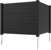 Black 48 x 38 inch air conditioner fence with three panels and galvanized metal ground stakes for outdoor use.