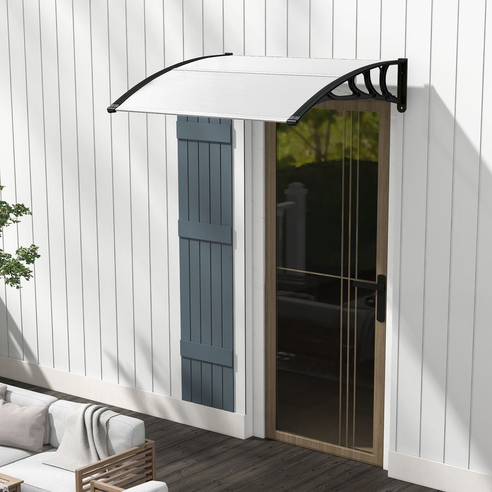 48 x 40 Inch Outdoor Front Door Window Awning Door Canopy Exterior-Black - Gallery View 1 of 9