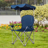Portable folding beach canopy chair in blue with adjustable shade and cup holders, perfect for outdoor relaxation.
