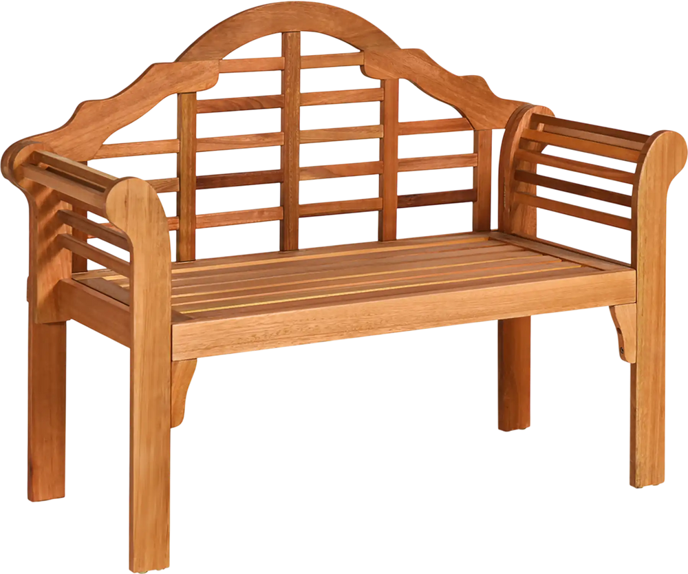 49 Inch Eucalyptus Wood Outdoor Folding Bench with Backrest Armrest for Patio Garden