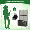 Dimensions of the 49 Inch Raised Garden Bed with Trellis, featuring a wicker planter box for outdoor gardening.