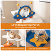 UFO-shaped top perch with a spacious platform and sisal scratching posts for playful cat lounging and climbing.