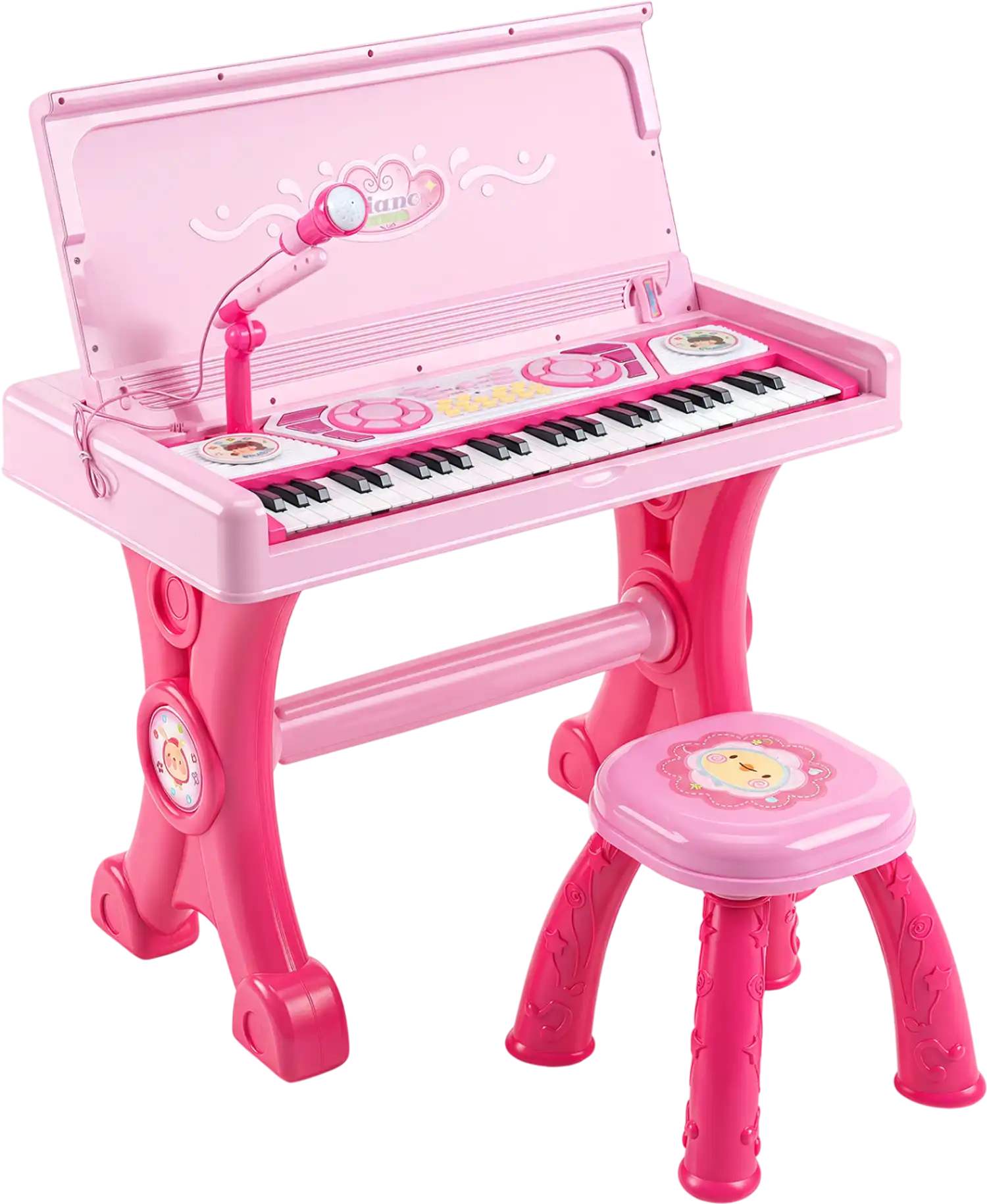 Costway 49-Key Kids Electric Piano Keyboard w/ Stool Microphone Lights Multiple Sounds 53041938 New