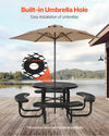 Vevor Picnic Table Outdoor Steel Frame with Umbrella Hole Seats 6-8 People Weather-Resistant New