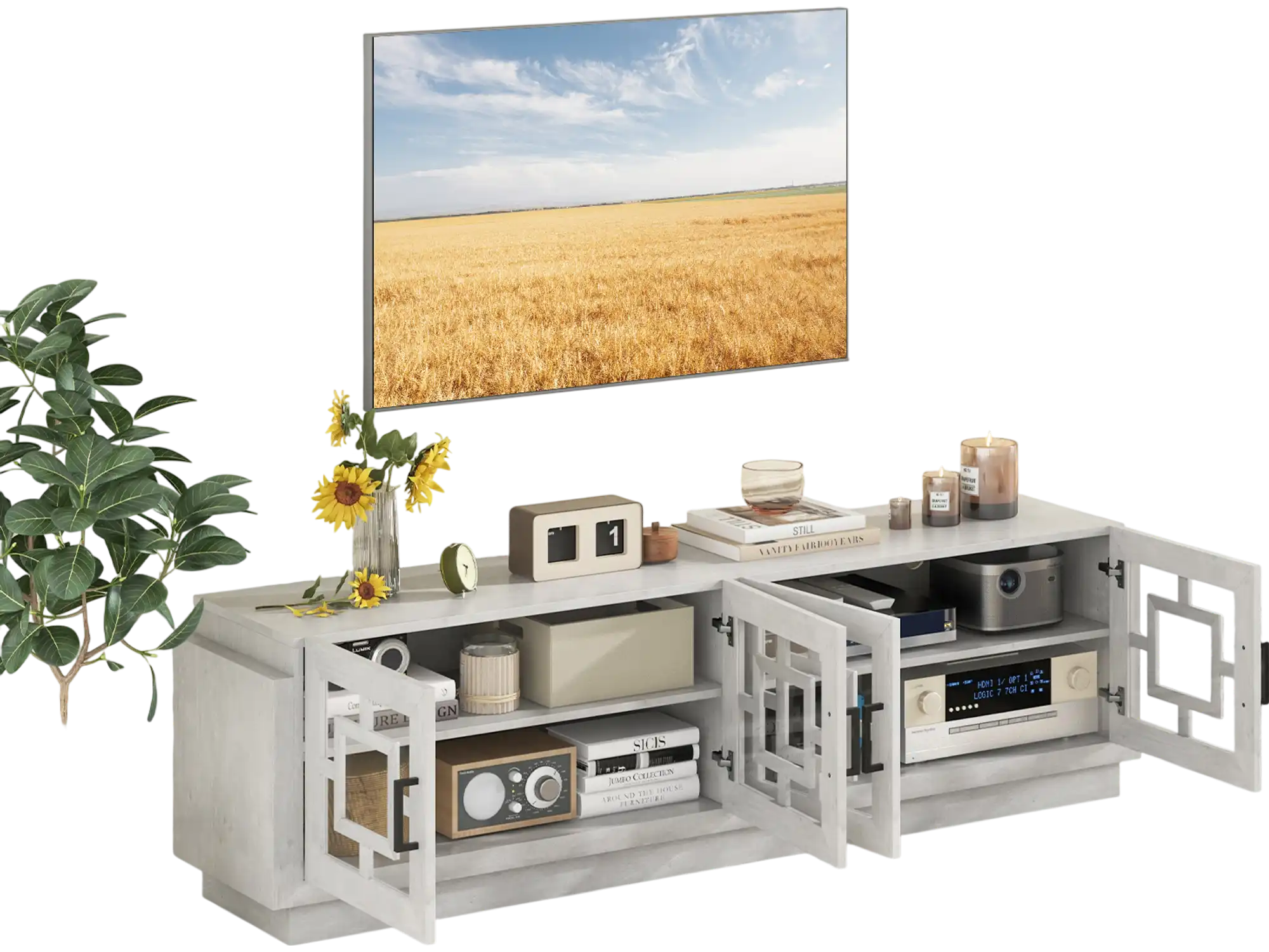 Costway 4-Door TV Stand Media Console for TVs up to 75