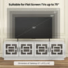 4-door TV stand in oak for TVs up to 75 inches, featuring adjustable shelves and elegant design for media storage.