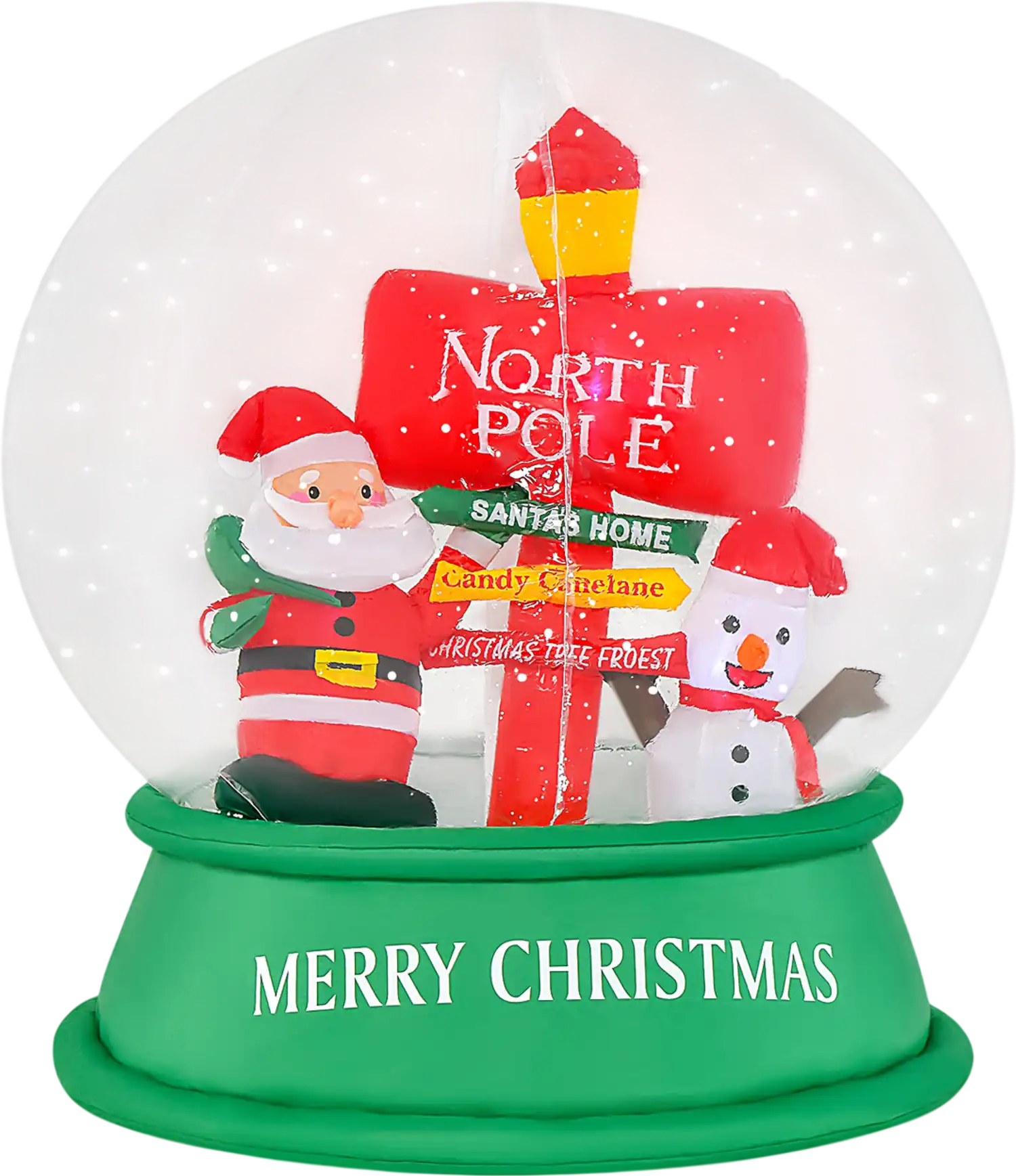 Costway 4' Christmas Inflatable Snow Globe Santa Snowman Road Sign 96412857 New