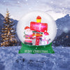 4 feet Christmas inflatable snow globe featuring Santa and snowman with LED lights, perfect for festive outdoor.