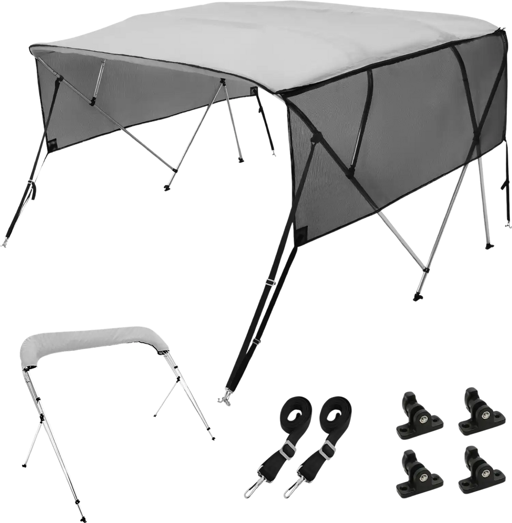 Vevor 4 Bow Bimini Top Boat Cover with Mesh Sidewalls 8'L x