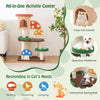 Multicolor 4-in-1 mushroom cat tree featuring a cozy condo, spacious platforms, and interactive spring ball for playful.
