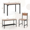 Rustic dining table set with brown MDF top, featuring 2 chairs and a bench, ideal for space-saving dining.