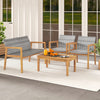 Coffee table with slatted design, made of solid acacia wood, perfect for holding drinks and snacks on your patio.