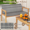 Loveseat with gray PE rattan and solid acacia wood, perfect for patio relaxation and stylish outdoor seating.