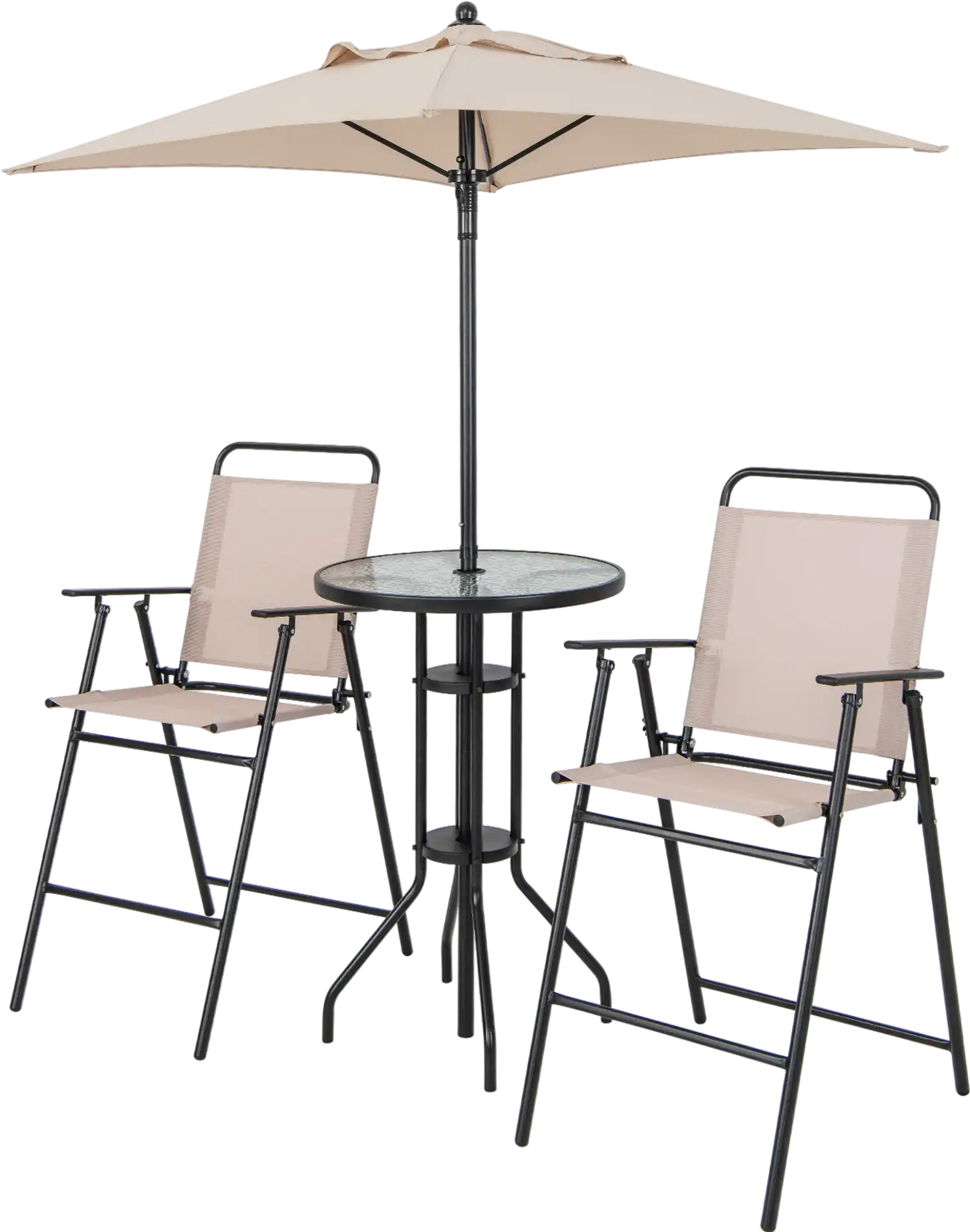 Costway 4-Pc Outdoor Patio Bar Set w/ Umbrella 28654179 New