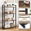 4-tier industrial bookshelf in rustic brown with heavy-duty metal frame, ideal for displaying books and decor in any.