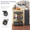 4-tier gray rolling storage cart with open shelves, handle, and 360° wheels for easy movement in tight spaces.