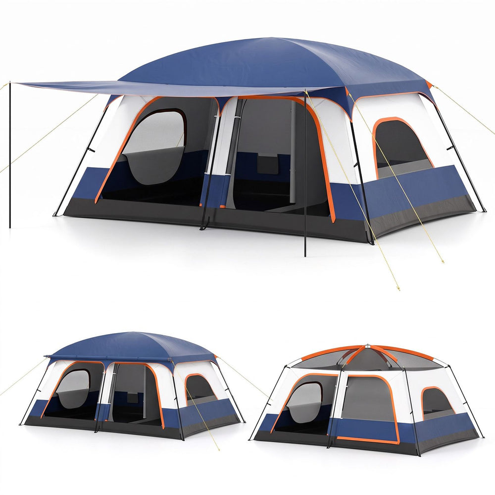 4-10 Person Camping Tent with Porch and 2 Rooms  for Backpacking-L - Gallery View 1 of 1
