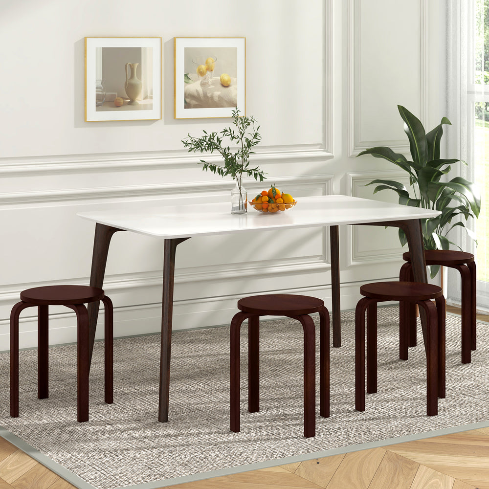 Set of 4 18 Inch Stackable Bentwood Dining Chairs with Round Top-Deep Brown - Gallery View 1 of 9