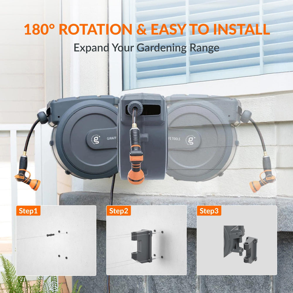 Giraffe Tools Retractable Hose Reel Bundle 100ft + 155ft New
