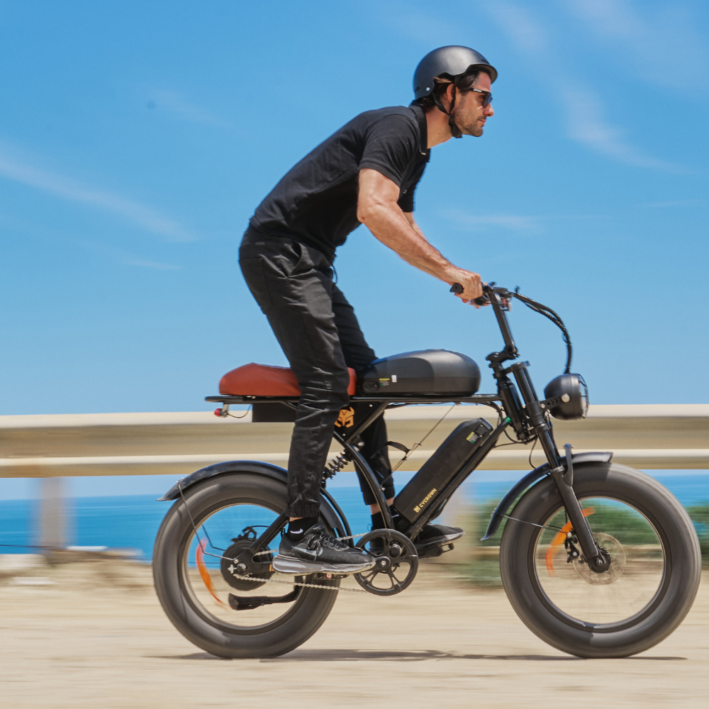 CycRun Pro Electric Mini Dirt Bike - rider side profile - motion shot