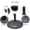 Heavy-duty 22-inch round umbrella base stand with decorative bronze finish and steel pole for secure support.