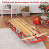 54-inch kids wooden snow sled with metal runners, featuring a steering bar, ideal for smooth snow sliding and.