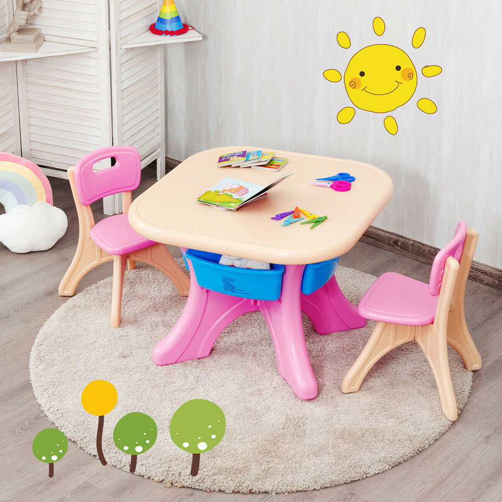 In/Outdoor 3-Piece Plastic Children Play Table & Chair Set - Gallery View 1 of 11