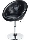 Modern adjustable swivel round chair in black PU leather with tufted back, ideal for home or bar use.
