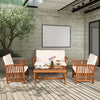 4 Pieces Patio Solid Wood Furniture Set-Beige - Gallery View 1 of 11