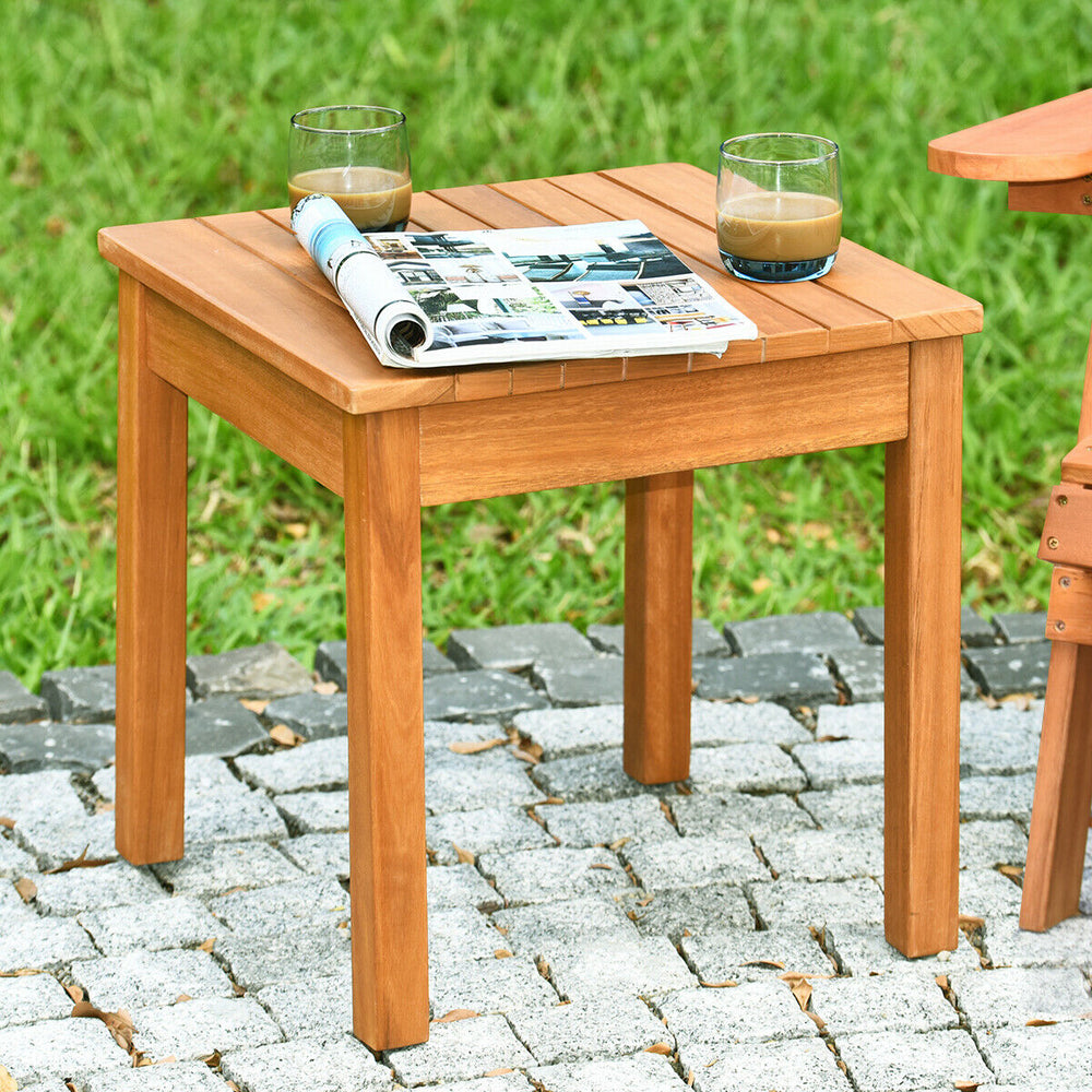 Wooden Square Patio Coffee Bistro Table-Natural - Gallery View 1 of 11