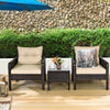 3 Pieces Outdoor Patio Rattan Conversation Set with Seat Cushions-Beige - Gallery View 1 of 11