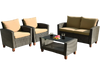 4 Pieces Patio Rattan Furniture Set with Cushions