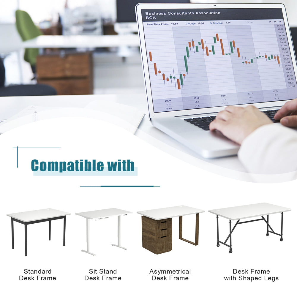 48 Inch Universal 1 Piece Office Tabletop for Standard and Sit to Stand - Gallery View 8 of 9