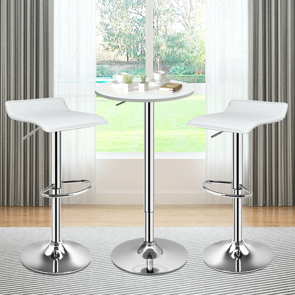 Set of 2 Adjustable PU Leather Backless Bar Stools-White - Gallery View 1 of 12