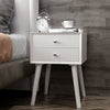 Wooden Nightstand Mid-Century End Side Table with 2 Storage Drawers-White - Gallery View 1 of 9