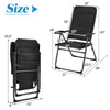 Adjustable black folding patio chair with steel frame and oxford fabric, perfect for outdoor relaxation and dining.