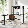 Reversible L-Shaped Corner Desk with Storage Bookshelf-Black - Gallery View 1 of 12