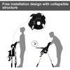 Foldable high chair in black with adjustable backrest, featuring a collapsible design for easy storage and mobility.