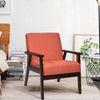 Solid Rubber Wood Fabric Accent Armchair-Orange - Gallery View 1 of 11