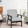 Solid Rubber Wood Fabric Accent Armchair-Light Gray - Gallery View 1 of 11