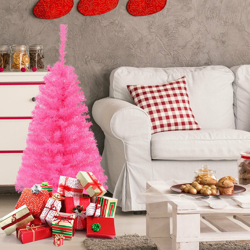 3 ft Premium Artificial Christmas Mini Tree with Stand-Pink - Gallery View 1 of 8