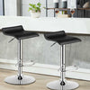Black PU leather backless bar stool with a chrome base and sleek design, ideal for modern kitchen or bar settings.