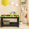 Dark brown multifunctional wood kids activity play table with storage, ideal for learning and play.