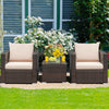 3 Pcs Patio Conversation Rattan Furniture Set with Cushion-Beige - Gallery View 1 of 12