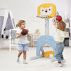 Adjustable kids basketball hoop set in yellow, featuring 5 height settings for ages 2-7, perfect for indoor and outdoor.