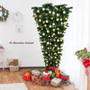 Upside down 7-foot artificial Christmas tree with 1000 green branch tips, perfect for saving floor space and creative.