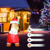 5-foot inflatable Christmas dog wearing a Santa hat, made of waterproof polyester, perfect for festive outdoor.