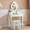 Makeup Vanity Dressing Table Set with Dimmable Bulbs Cushioned Stool-White - Gallery View 1 of 12